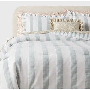 RARE 8pc Comforter AND Sheet Set Queen Cabana Striped Floral - Threshold NEW